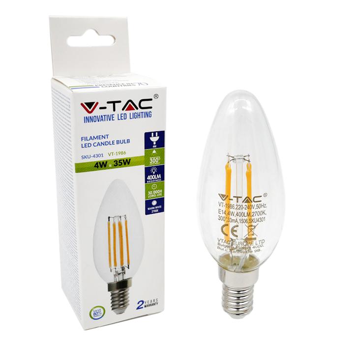 FILAMENTO LED CANDELA 4W E14 BIANCO FREDDO 6000K                                                                        