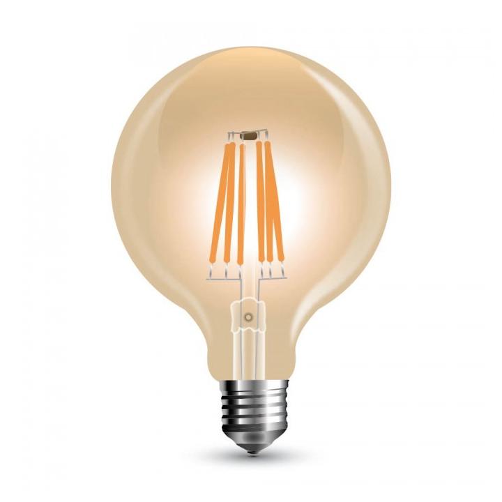 LAMPADINA LED - 8W FILAMENT E27 G125 AMBER DIMMERABILE BIANCO CALDO 2200K