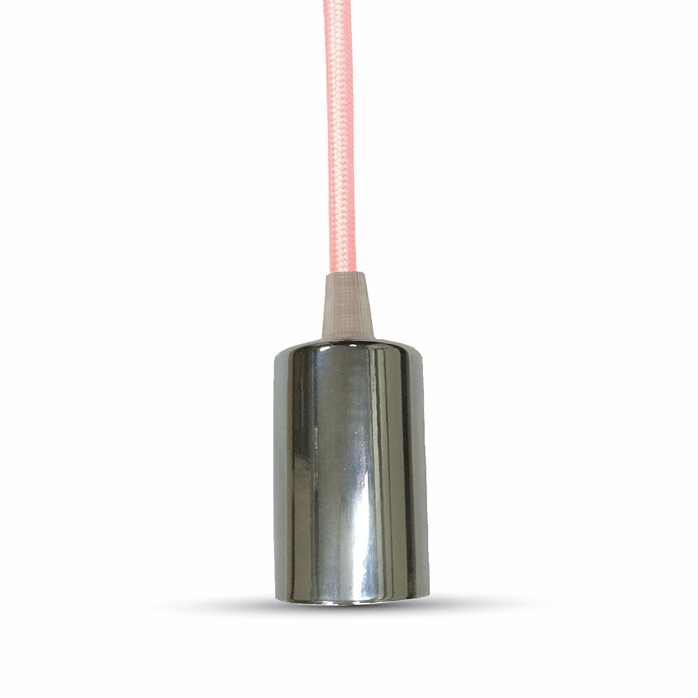 LAMPADARIO CON PORTALAMPADA CROMO DOME BEIGE CHIARO CAVO