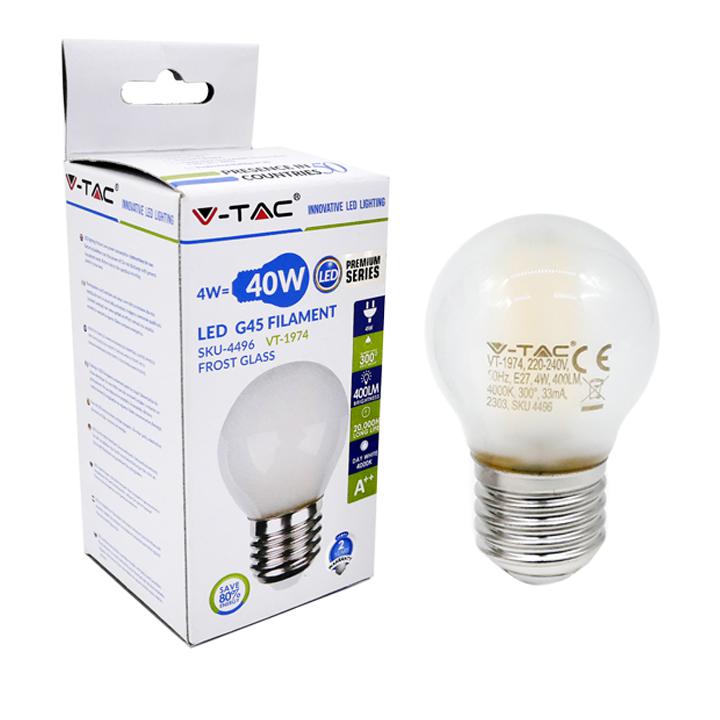 LAMPADINA LED - 4W FILAMENT  E27 G45 OPACO BIANCO NATURALE 4500K                                                        