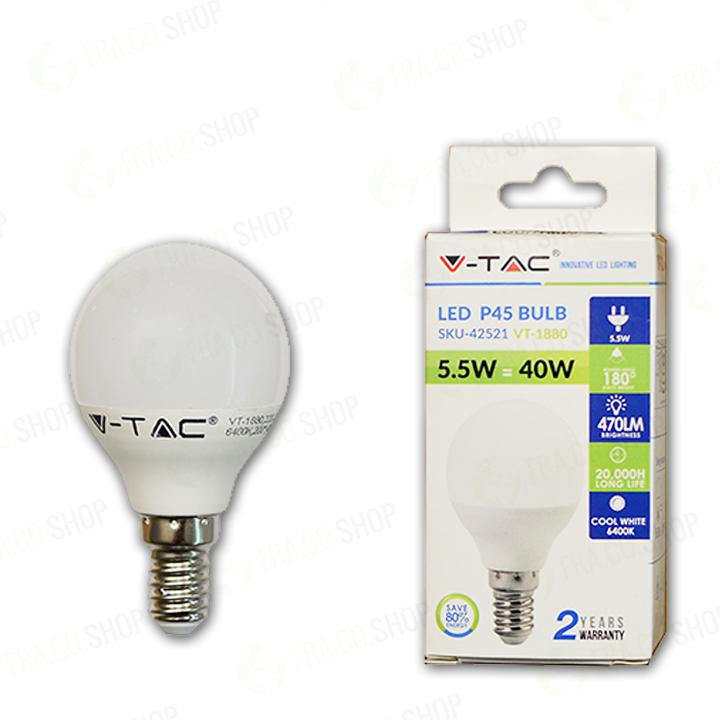 LAMPADINA LED 6W E14 P45 BIANCO CALDO 3000K                                                                             
