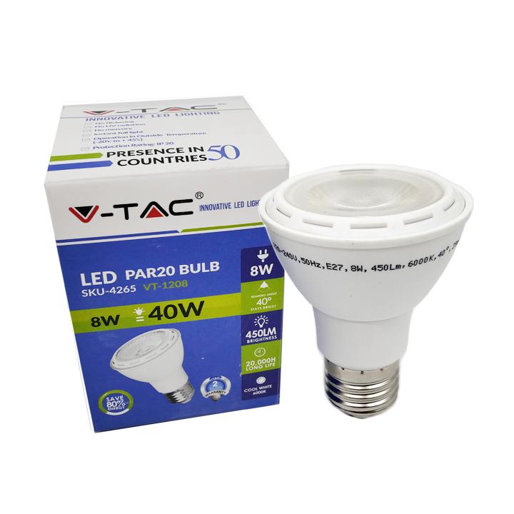 LAMPADINA LED 8W PAR20 E27 BIANCO CALDO 2700K                                                                           