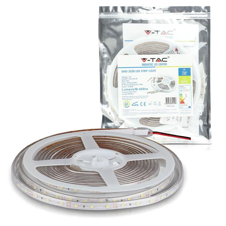 STRISCIA SMD3528 60 LED/M BIANCO NATURALE IP65 4000K