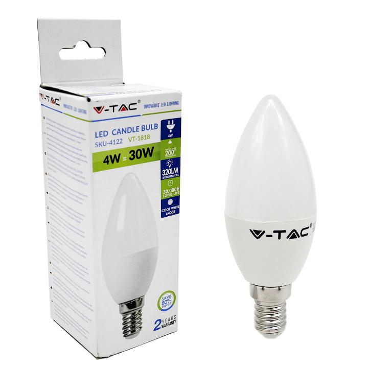 LAMPADINA LED A CANDELA 4W E14 BIANCO CALDO 3000K                                                                       