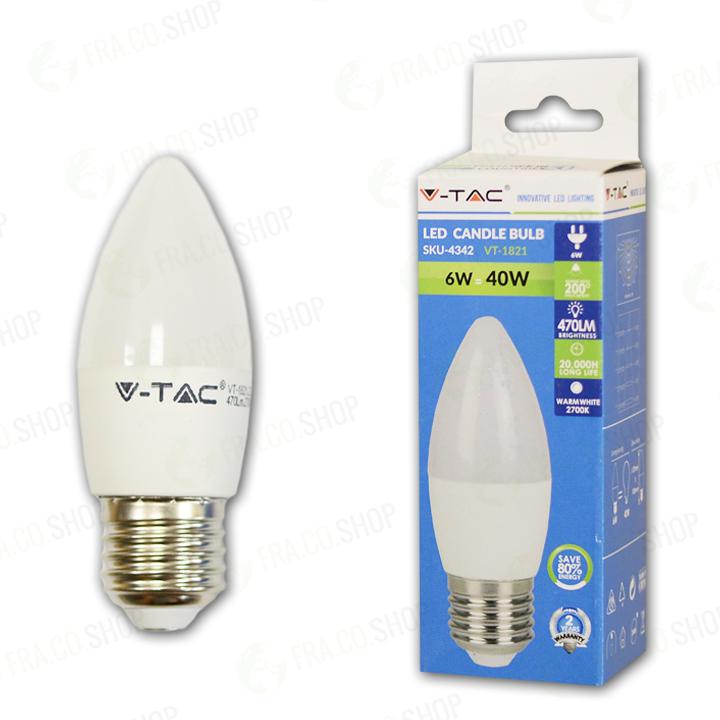 LAMPADINA LED 6W E27 CANDELA BIANCO NATURALE 4000K