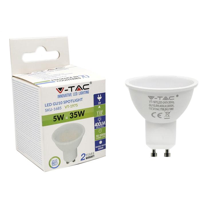 LAMPADINA LED FARETTO 5W GU10 SMD PLASTICA BIANCA BIANCO CALDO 3000K