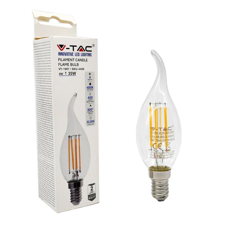 LAMPADINA LED FILAMENTO E14 CANDELA FIAMMA BIANCO CALDO 3000K                                                           