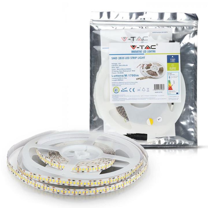 STRISCE LED SMD2835 - 204 LEDS BIANCO NATURALE IP20 4000K