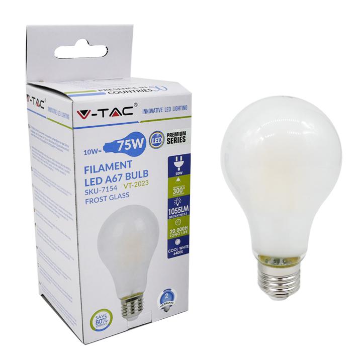LAMPADINA LED - 10W FILAMENTO E27 A67 OPACO BIANCO 6400K                                                                
