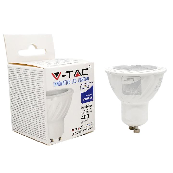 LED LAMPADINA SAMSUNG CHIP - GU10 7W PLASTICA SMD WITH LENS 3000K