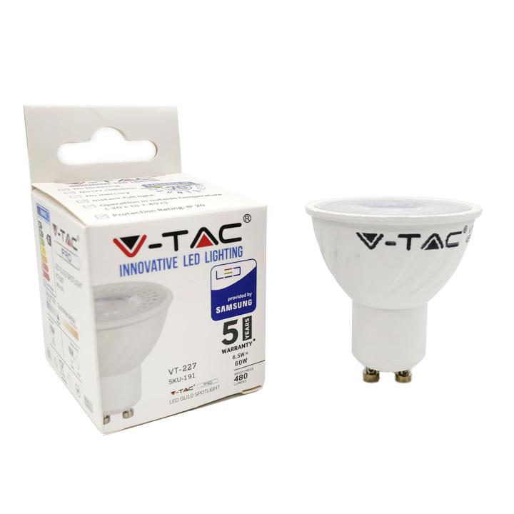 LED LAMPADINA SAMSUNG CHIP - GU10 6.5W  RIPPLE PLASTICA 110 D 6400K