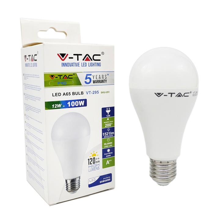 LED LAMPADINA - SAMSUNG CHIP 12W E27 A++ A65 PLASTICA 4000K                                                             