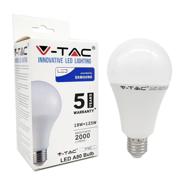 LED LAMPADINA SAMSUNG CHIP 18W E27 A80 PLASTICA 6400K                                                                   