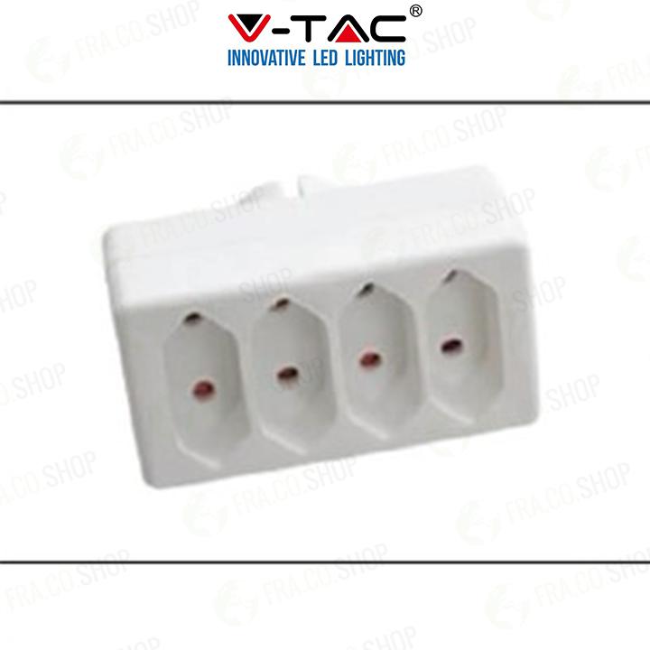 4 WAYS ADAPTER WITH EARTHING CONTACT 10A 250V WHITE                                                                                     