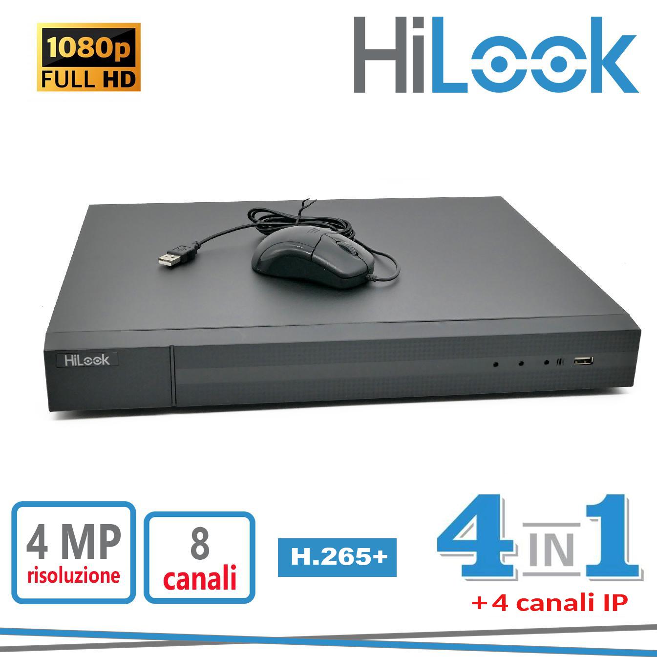 DVR-208Q-K1 8CH 4 IN 1 FINO A  4MP CON 4CH IP HILOOK