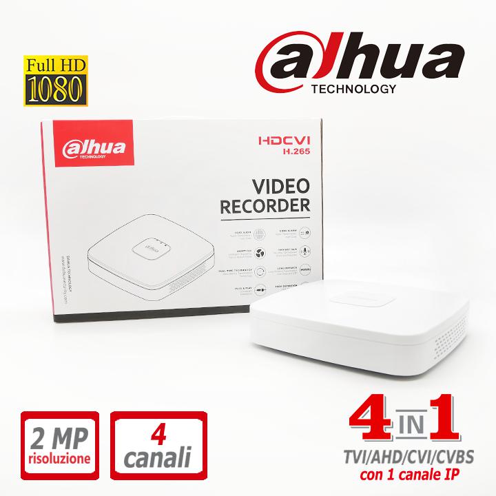 DVR 4 Canali CVI AHD TVI ANALOGICO IP 1080N H.265 Dahua - XVR4104C-X1-WH
