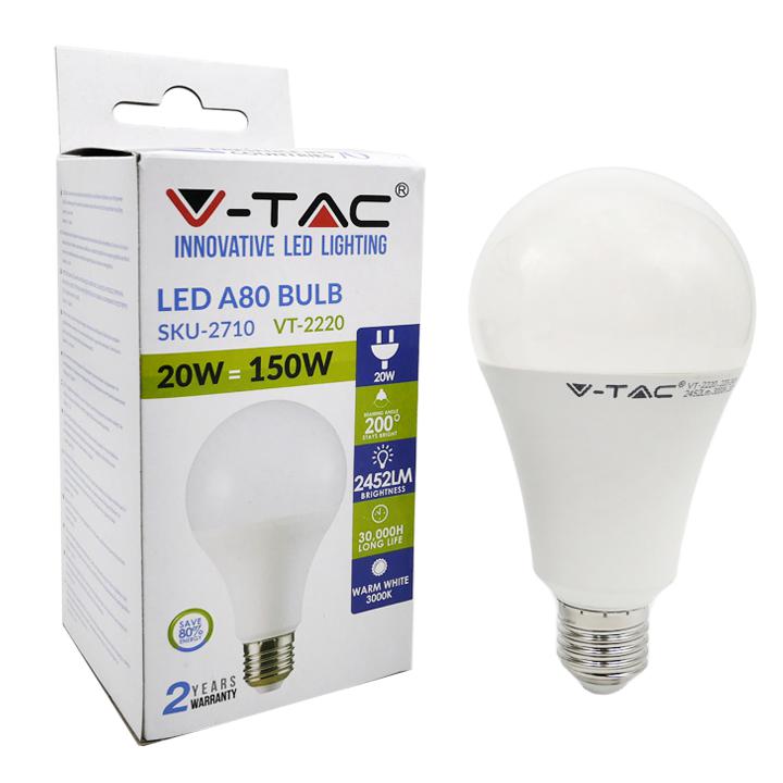 LED LAMPADINA - 20W E27 A80 PLASTIC 3000K                                                                               
