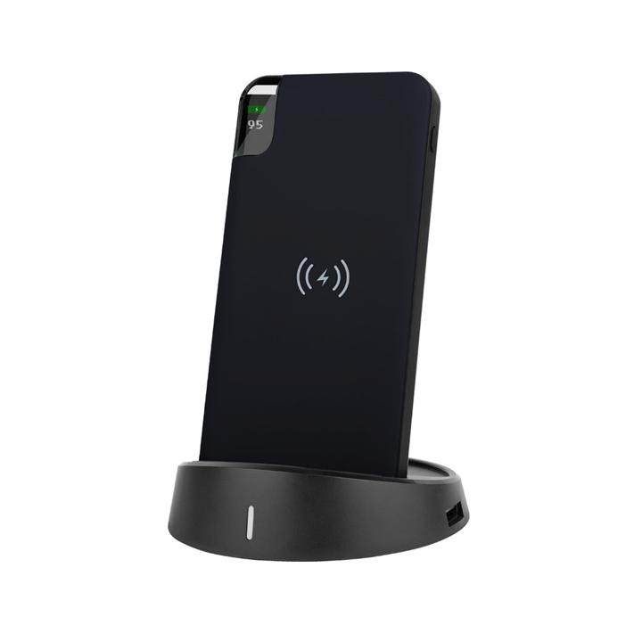 8000MAH POWER BANK PORTATILE WITH WIRELESS CHARGER & DISPLAY NERO LAMP STAND NERO                                       