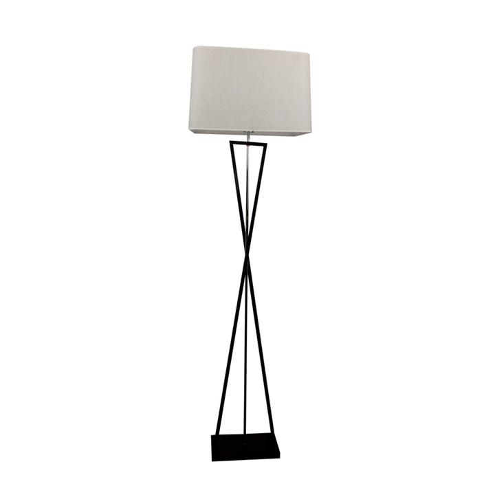 LAMPADA DA TERRA DI DESIGN E27 INTERRUTTORE IN METALLO NERO CON PARALUME IN AVORIO                                      