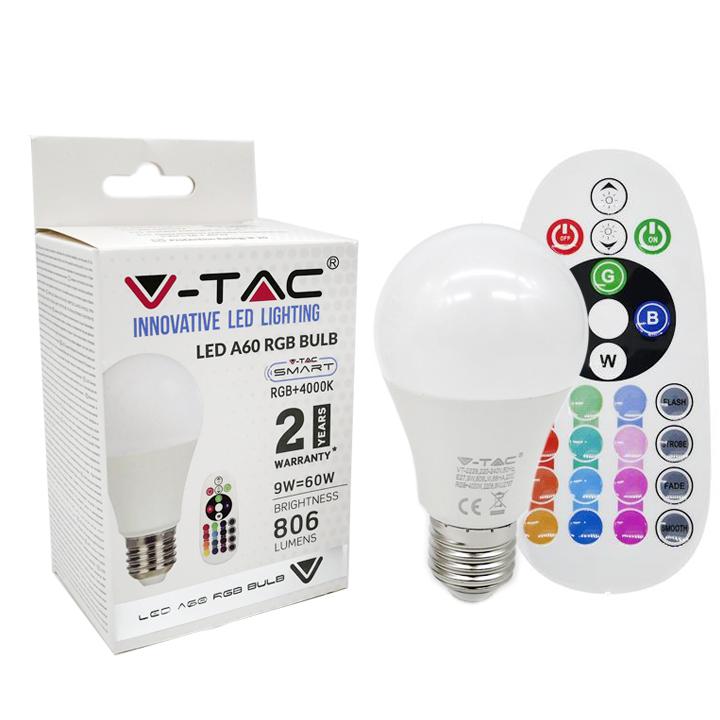 LED LAMPADINA 9W E27 A60 RA80 RGB + 4000K                                                                               