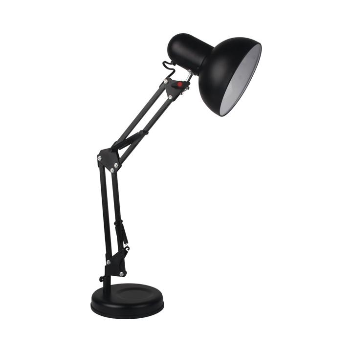 LAMPADA DA TAVOLO DI DESIGN REGOLABILE IN METALLO + INTERRUTTORE E SUPPORTO E27 NERA                                    