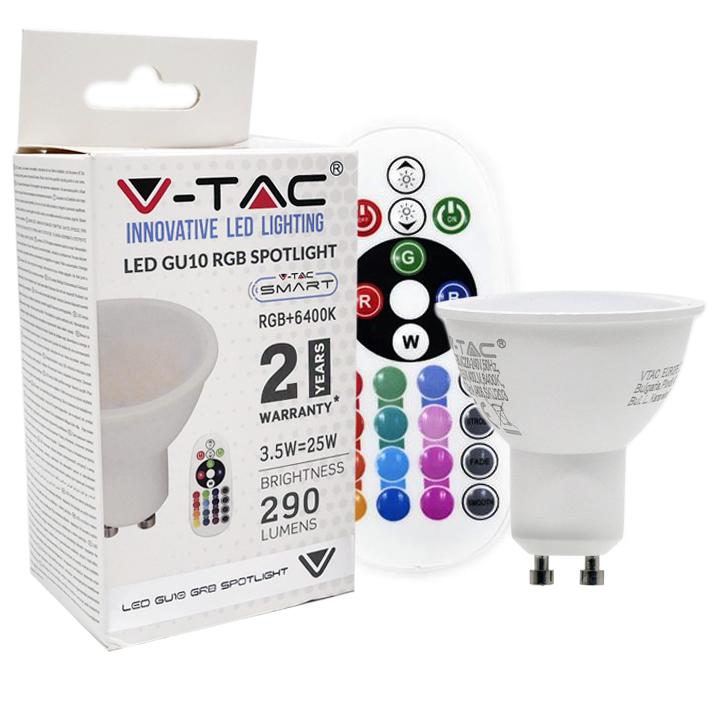 LED SPOTLIGHT 3.5W GU10 MILKY COVER RF CONTROL RGB + 3000K                                                                              