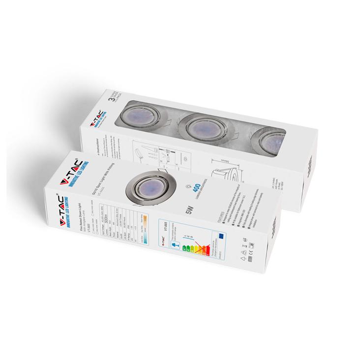 LED FARETTO 5W GU10 CON FITTING SATIN NICHEL BODY 4500K 3PCS/PACK                                                                       