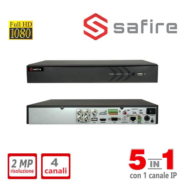 DVR 5IN1 2MP 4CH + 1 IP H.265  SAFIRE                                                                                   
