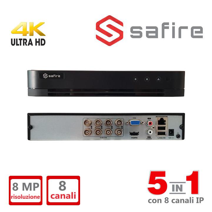 SF-HTVR8108H DVR 8MP 8CH+8IP   64 MBPS H.265 PRO+5IN1 SAFIRE                                                            
