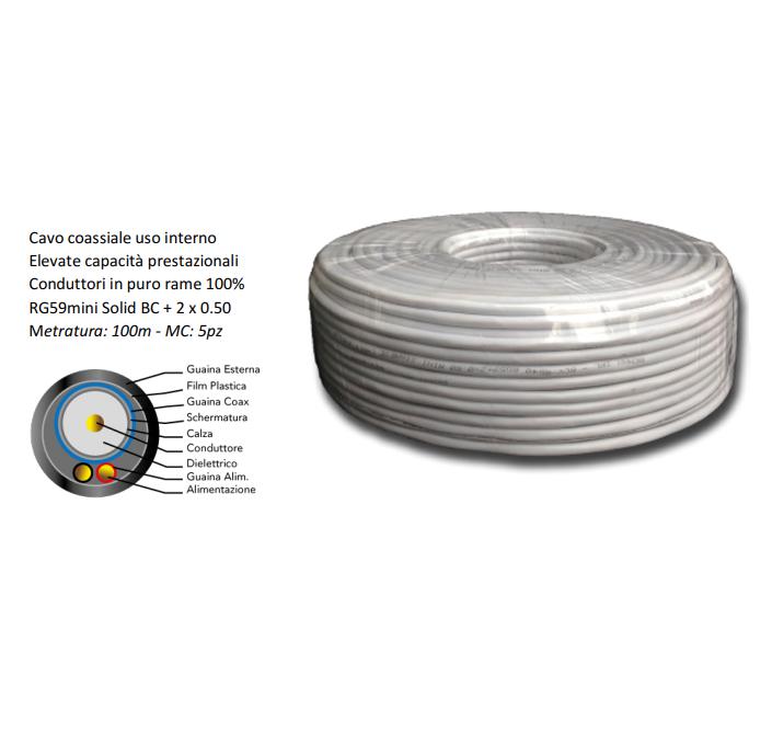 CAVO RG59-2 POWER USO INTERNO  100MT BEMAX