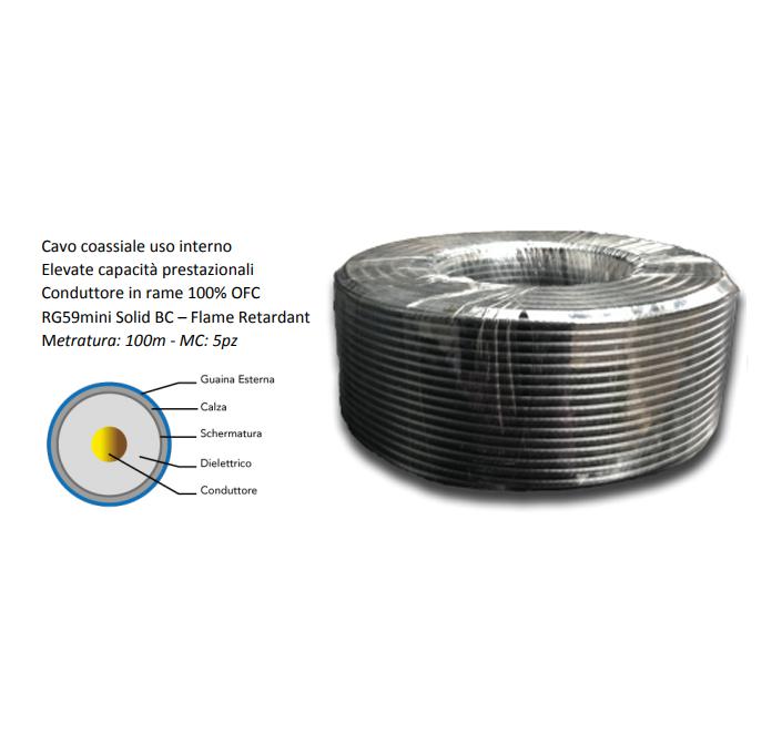 CAVO RG59, PER ESTERNO FR 100MT CU BEMAX                                                                                