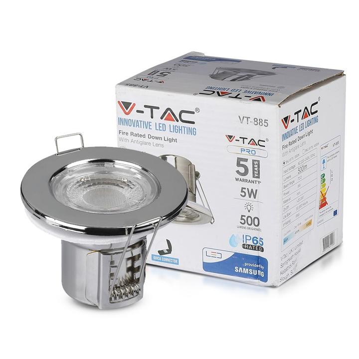 DOWNLIGHT 5W LED RESISTENTE AL FUOCO CHIP SAMSUNG CROMATO DIMMERABILE 3000K                                             