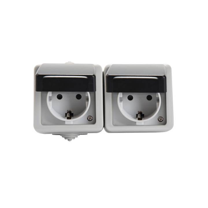 PRESA DOPPIA SCHUKO CON PROTEZIONE CONTATTI TEKNO