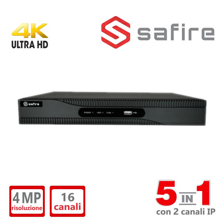 SF-HTVR6216AP-HEVC DVR 16CH + 2 IP 4MP SAFIRE                                                                           
