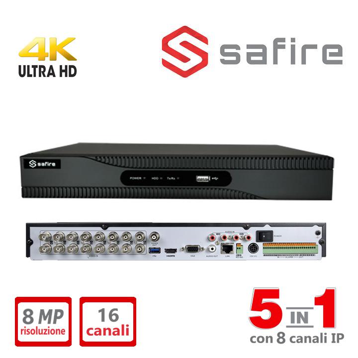 SF-HTVR8216A-HEVC DVR 5IN1 16CH + 8IP 4K 8MPX                                                                           