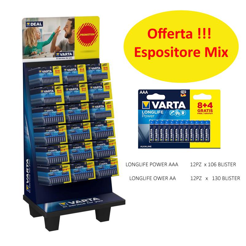 KIT BOX 236 BLISTER DA 12 BATTERIE MIX MINI E STILO VARTA                                                               