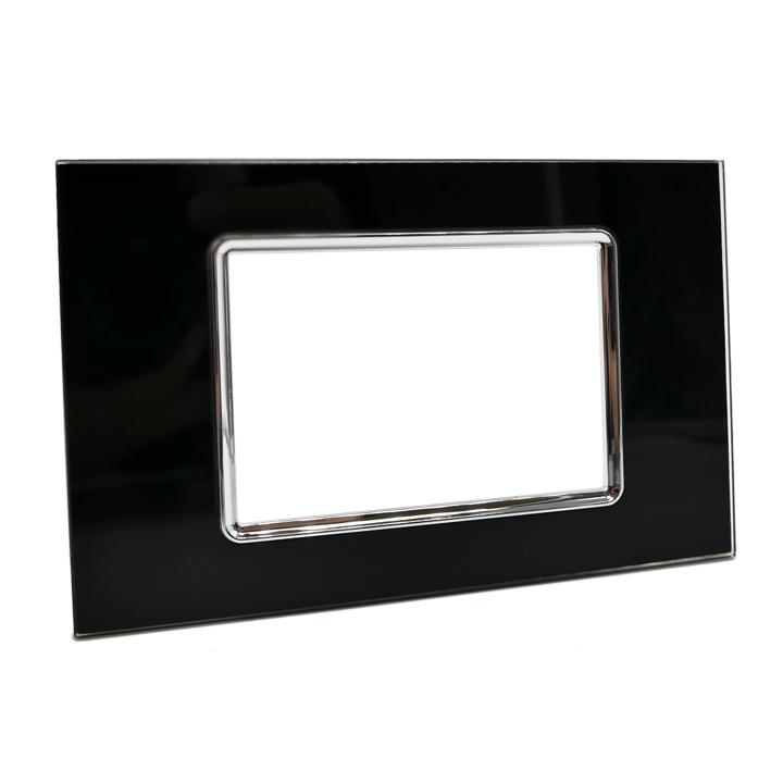 PLACCA 8003BL-2 3P NERA/INT-LGT VETRO                                                                                   