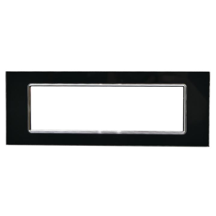 PLACCA 8007BL-2 7P NERA/INT-LGT VETRO                                                                                                   