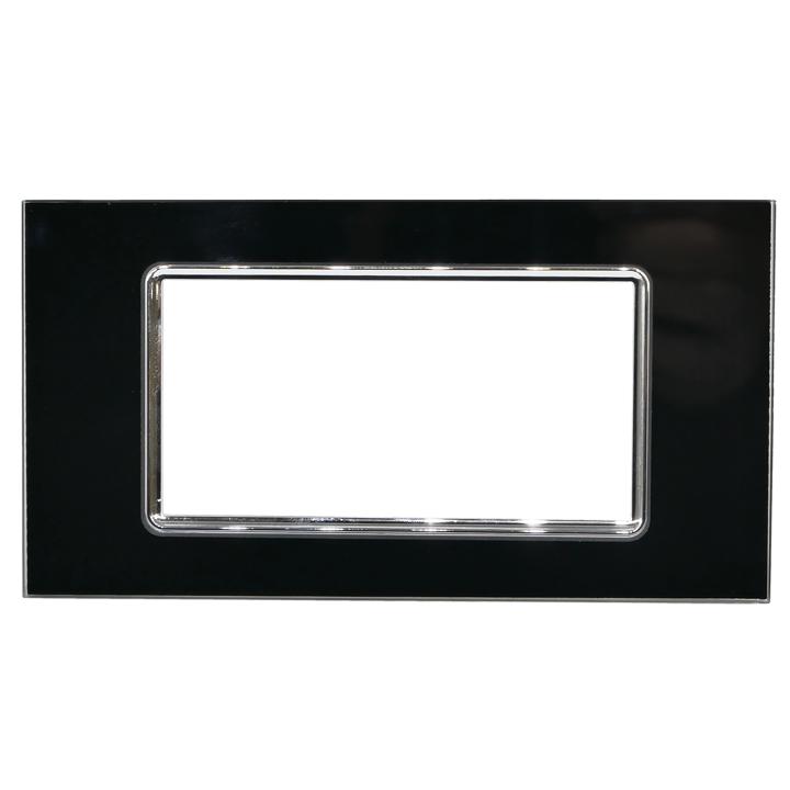 PLACCA 8004BL-2 4P NERA/INT-LGT VETRO                                                                                                   