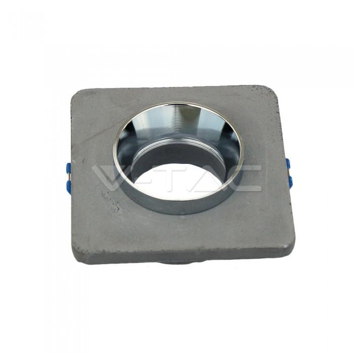 GU10 FITTING CONCRETE METAL GREY RECESSED LIGHT WITH CHROME BOTTOM QUADRATO                                                             
