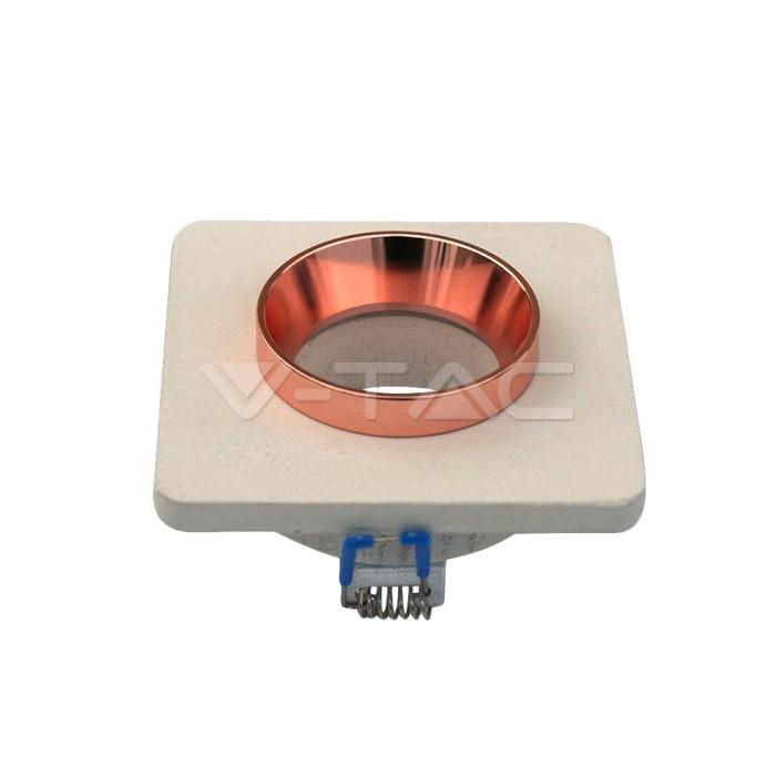 GU10 FITTING CONCRETE METAL OFF WHITE RECESSED LIGHT WITH MATT ROSE GOLD QUADRATO                                                       