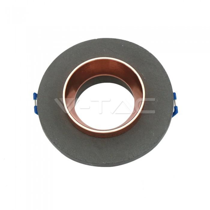 GU10 FITTING CONCRETE METAL GREY RECESSED LIGHT WITH ROSE GOLD ROTONDO                                                                  