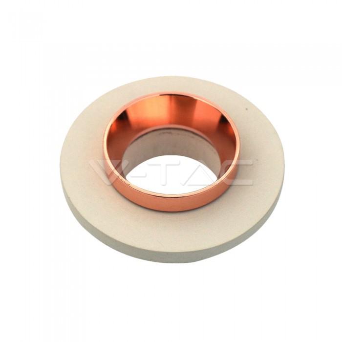 GU10 FITTING CONCRETE METAL OFF WHITE RECESSED LIGHT WITH MATT ROSE GOLD ROTONDO                                                        