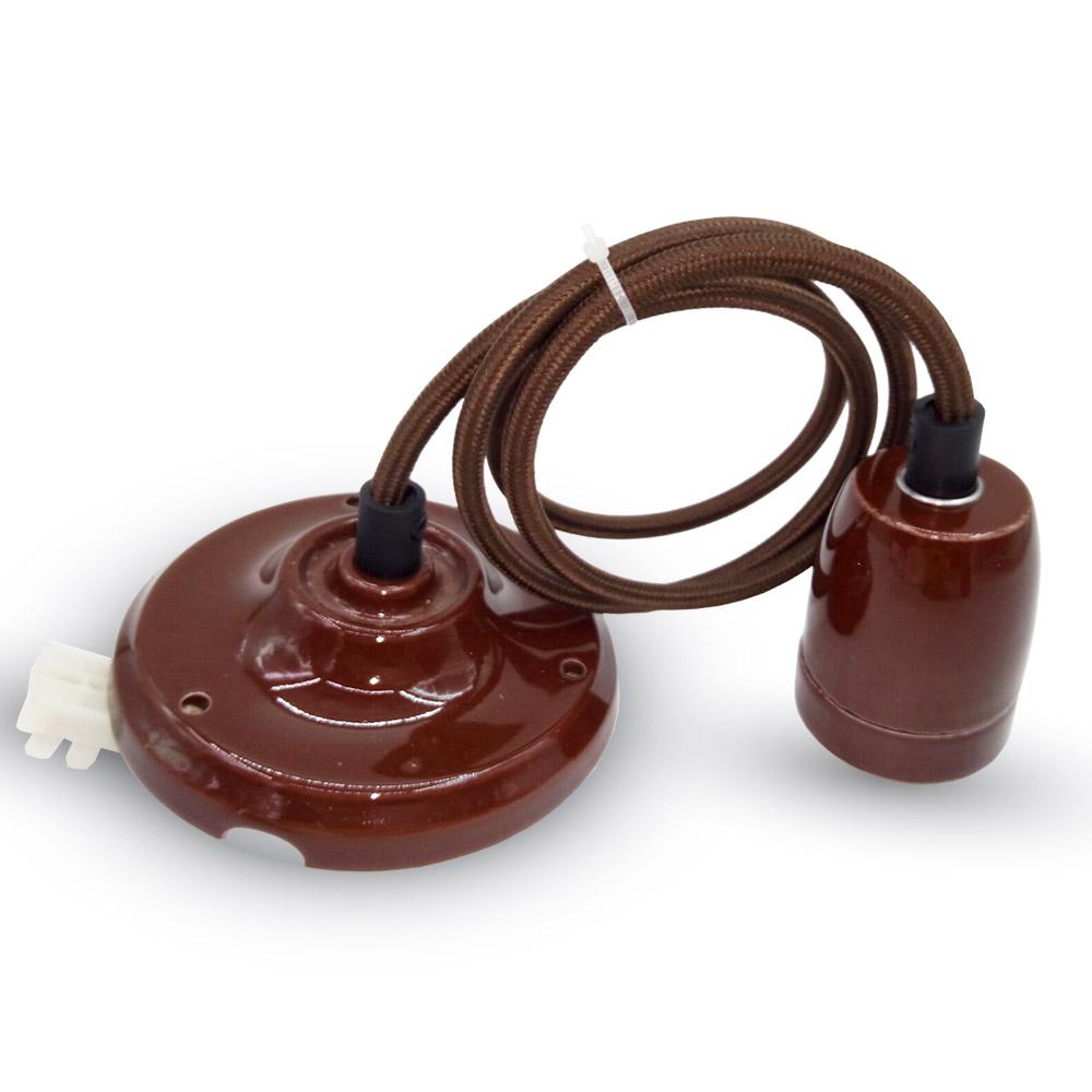 LAMPADARIO CON PORTALAMPADA PORCELLANA MARRONE