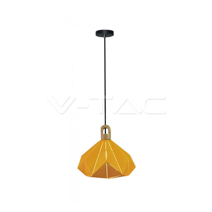 PENDANTE LIGHT PASTEL WOODEN PRISM GIALLO 320 X 270 MM                                                                                  
