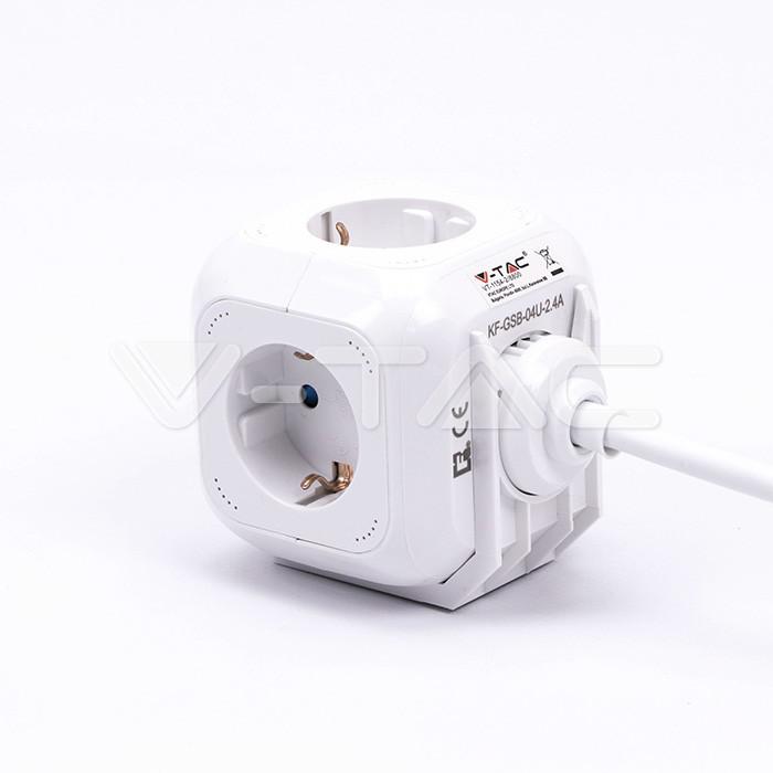 PRESA A 4 VIE CON USB CUBIC 3G 1.55MM X 1.4M                                                                            