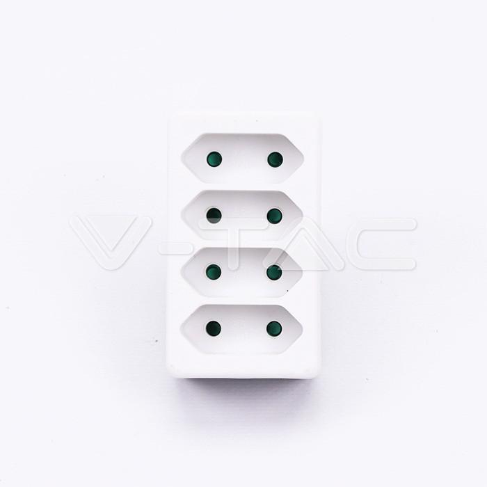 4 OUTLET ADAPTER 2.5A WHITE LABEL - POLY BAG